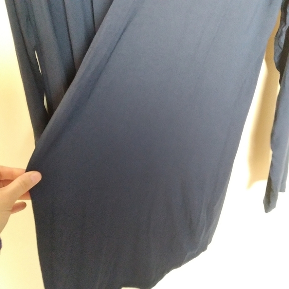 Karen Scott Navy Blue Open Front Quarter Sleeve Jersey Knit Cardigan Size Small - Picture 3 of 8